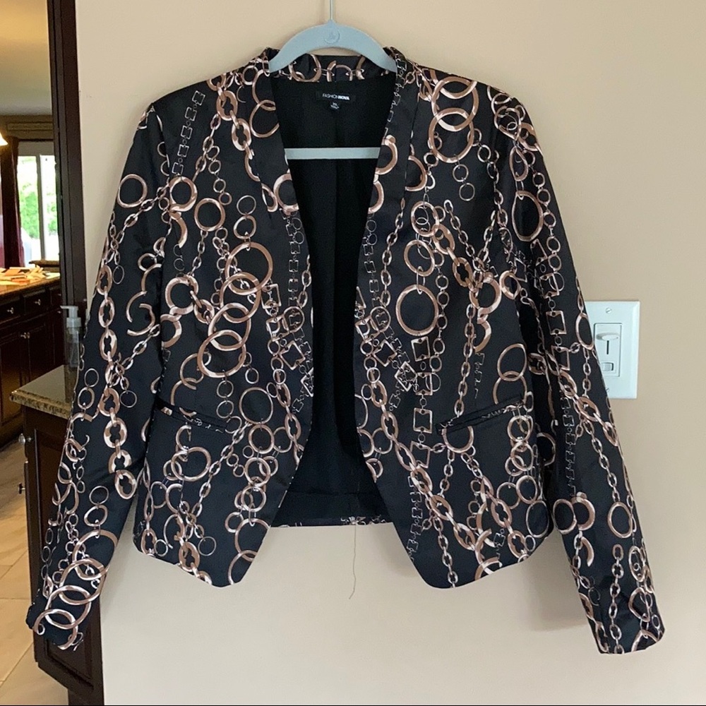 NWOT Fashion Nova XL chain print lined blazer